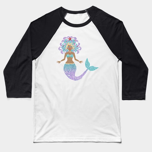 Mermaid Baseball T-Shirt by Rosemarie Guieb Designs